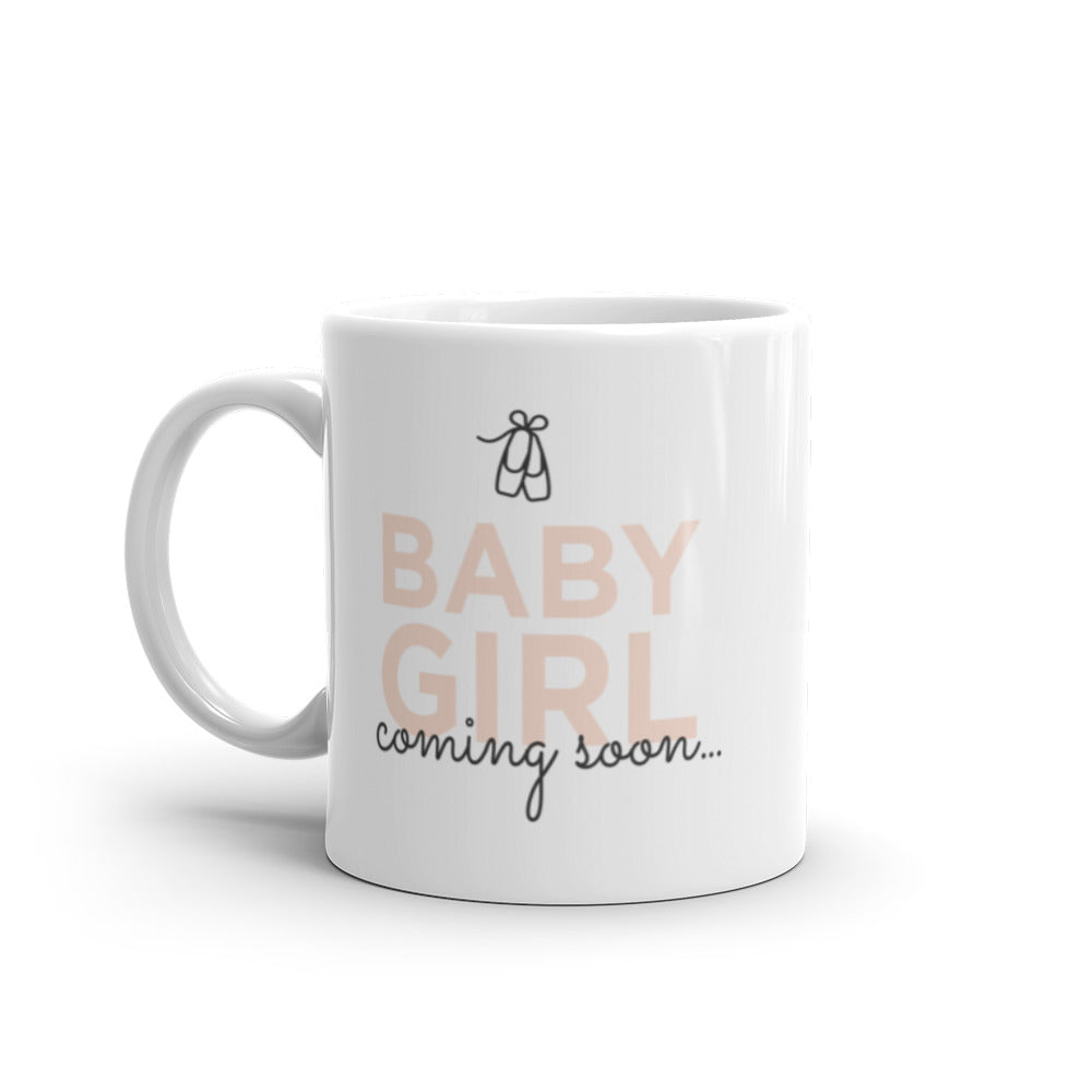 "Baby Girl Coming Soon" White Glossy Mug